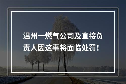 温州一燃气公司及直接负责人因这事将面临处罚！