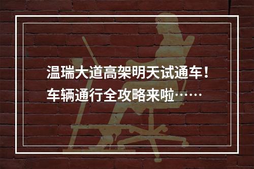 温瑞大道高架明天试通车！车辆通行全攻略来啦……