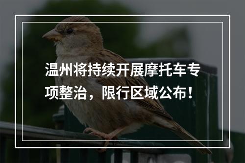温州将持续开展摩托车专项整治，限行区域公布！