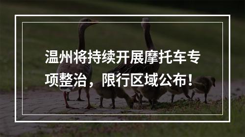 温州将持续开展摩托车专项整治，限行区域公布！