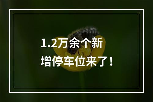 1.2万余个新增停车位来了！