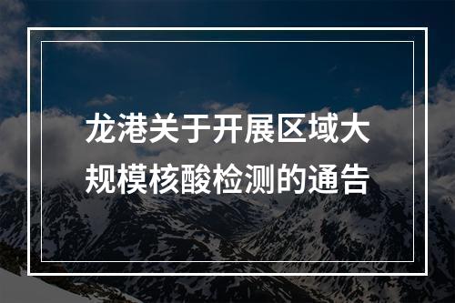 龙港关于开展区域大规模核酸检测的通告