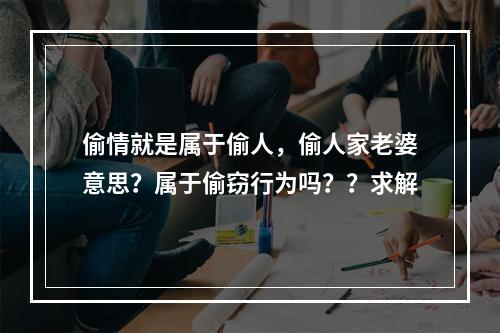 偷情就是属于偷人，偷人家老婆意思？属于偷窃行为吗？？求解