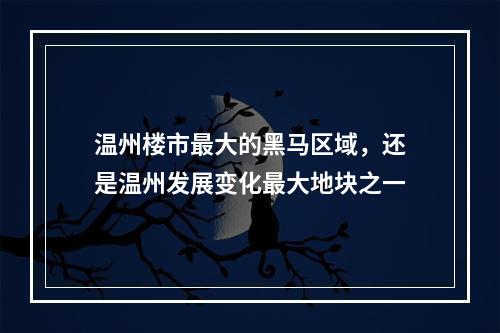 温州楼市最大的黑马区域，还是温州发展变化最大地块之一