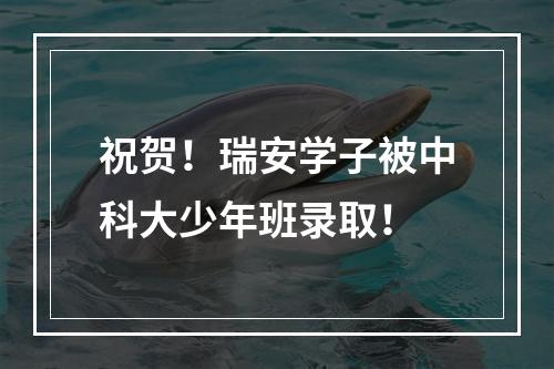 祝贺！瑞安学子被中科大少年班录取！