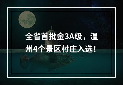 全省首批金3A级，温州4个景区村庄入选！