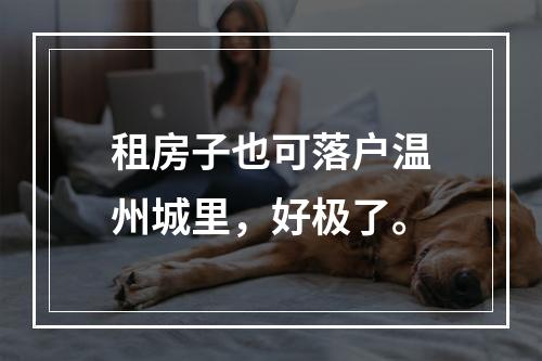租房子也可落户温州城里，好极了。
