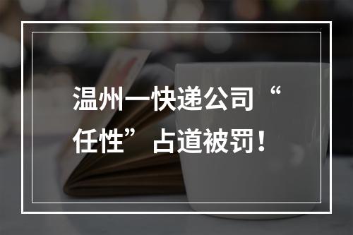 温州一快递公司“任性”占道被罚！