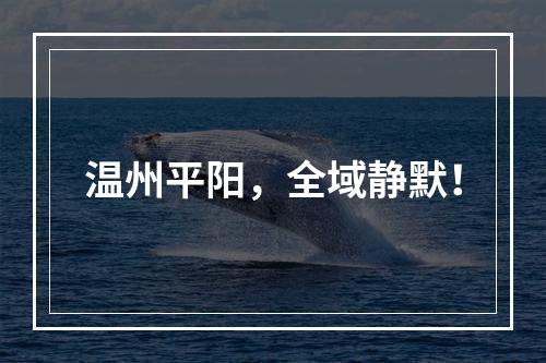 温州平阳，全域静默！