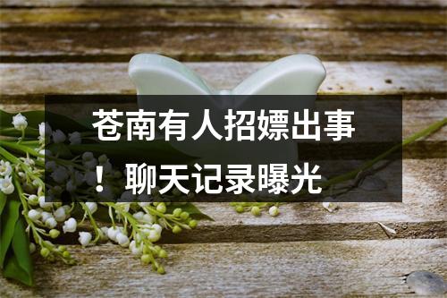 苍南有人招嫖出事！聊天记录曝光