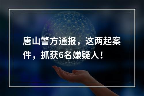 唐山警方通报，这两起案件，抓获6名嫌疑人！