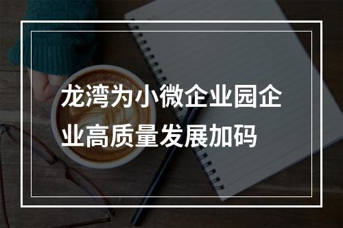 龙湾为小微企业园企业高质量发展加码