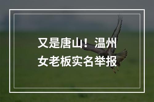 又是唐山！温州女老板实名举报