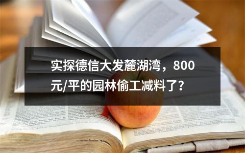 实探德信大发麓湖湾，800元/平的园林偷工减料了？