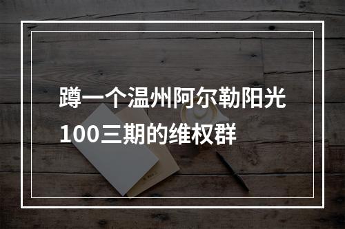 蹲一个温州阿尔勒阳光100三期的维权群
