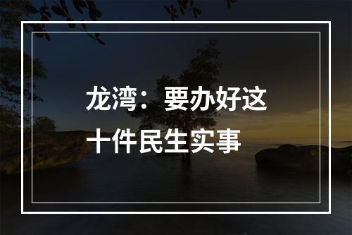 龙湾：要办好这十件民生实事