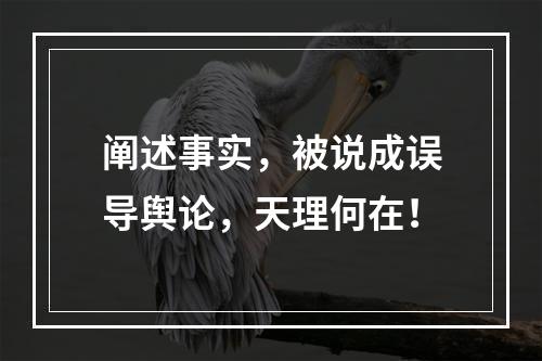 阐述事实，被说成误导舆论，天理何在！