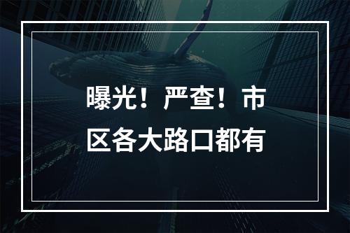 曝光！严查！市区各大路口都有