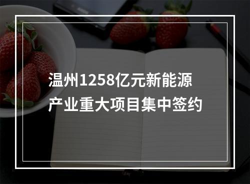 温州1258亿元新能源产业重大项目集中签约