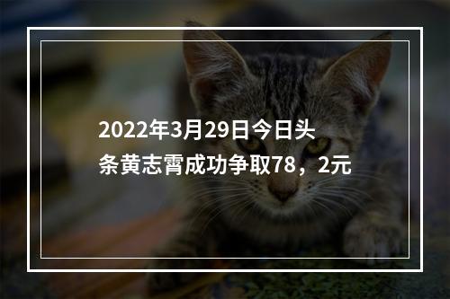 2022年3月29日今日头条黄志霄成功争取78，2元