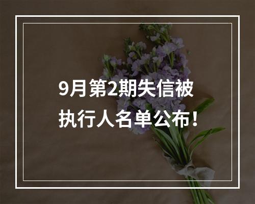 9月第2期失信被执行人名单公布！
