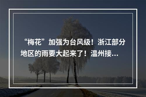 “梅花”加强为台风级！浙江部分地区的雨要大起来了！温州接下来的天气…