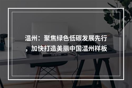 温州：聚焦绿色低碳发展先行，加快打造美丽中国温州样板