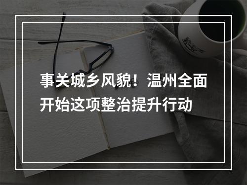 事关城乡风貌！温州全面开始这项整治提升行动