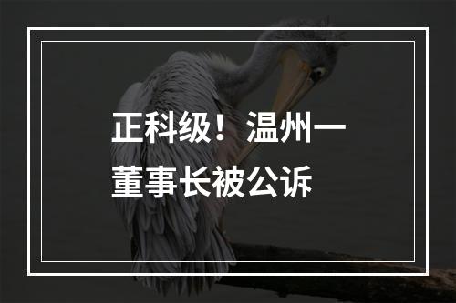 正科级！温州一董事长被公诉