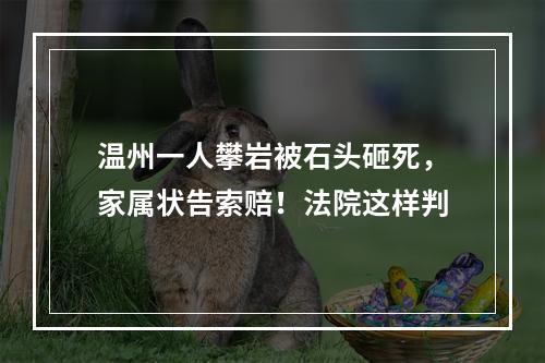 温州一人攀岩被石头砸死，家属状告索赔！法院这样判