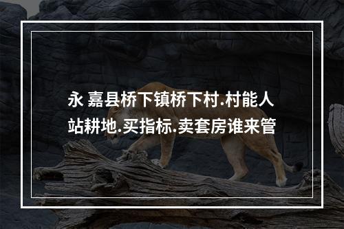 永 嘉县桥下镇桥下村.村能人站耕地.买指标.卖套房谁来管