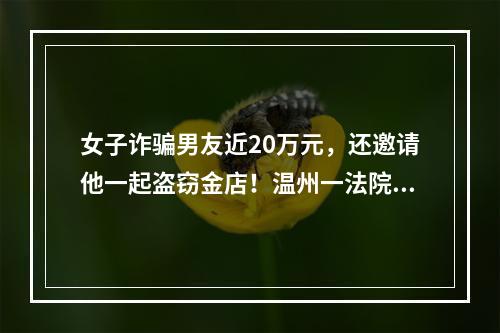 女子诈骗男友近20万元，还邀请他一起盗窃金店！温州一法院判了