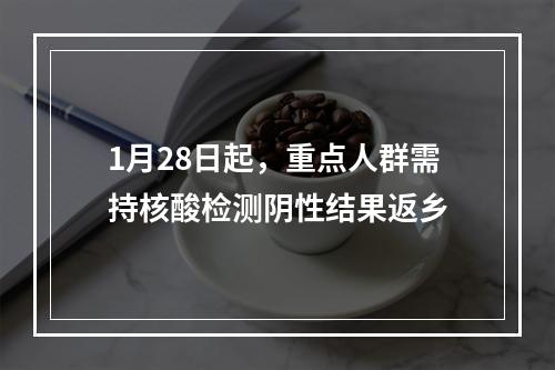 1月28日起，重点人群需持核酸检测阴性结果返乡