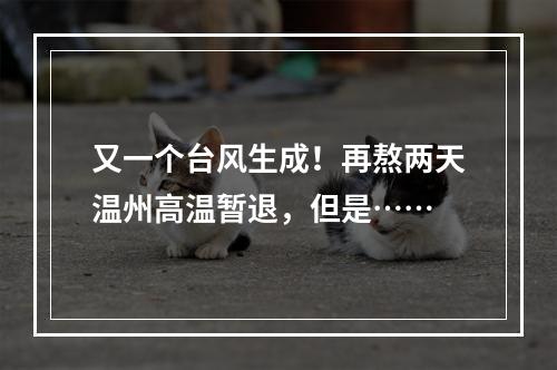 又一个台风生成！再熬两天温州高温暂退，但是……