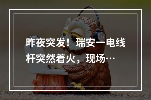 昨夜突发！瑞安一电线杆突然着火，现场…