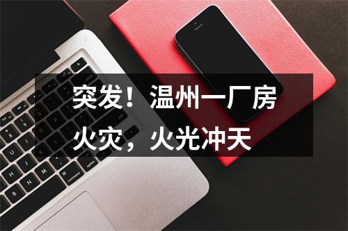 突发！温州一厂房火灾，火光冲天