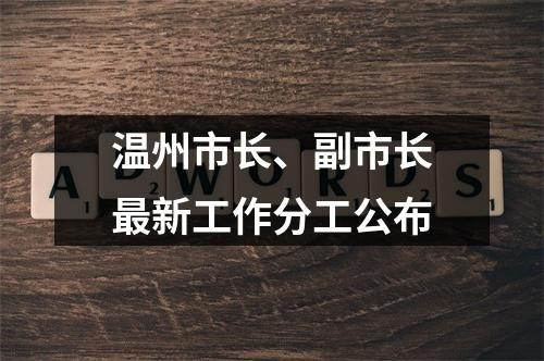 温州市长、副市长最新工作分工公布