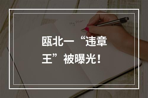 瓯北一“违章王”被曝光！