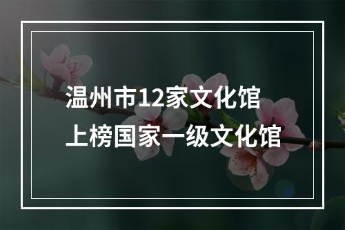 温州市12家文化馆上榜国家一级文化馆