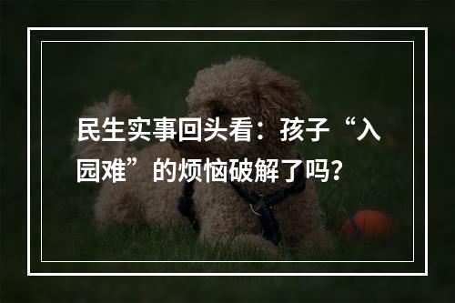 民生实事回头看：孩子“入园难”的烦恼破解了吗？