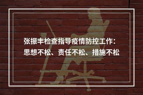 张振丰检查指导疫情防控工作：思想不松、责任不松、措施不松