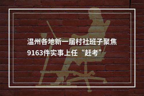 温州各地新一届村社班子聚焦9163件实事上任“赶考”