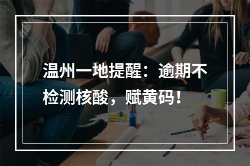 温州一地提醒：逾期不检测核酸，赋黄码！