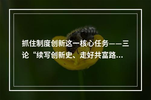 抓住制度创新这一核心任务——三论“续写创新史、走好共富路”