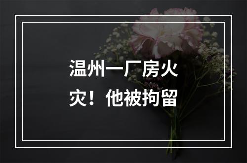 温州一厂房火灾！他被拘留