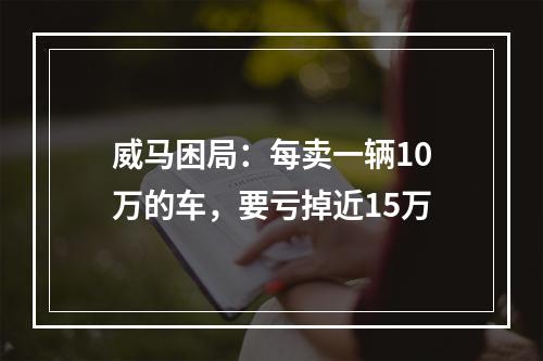 威马困局：每卖一辆10万的车，要亏掉近15万