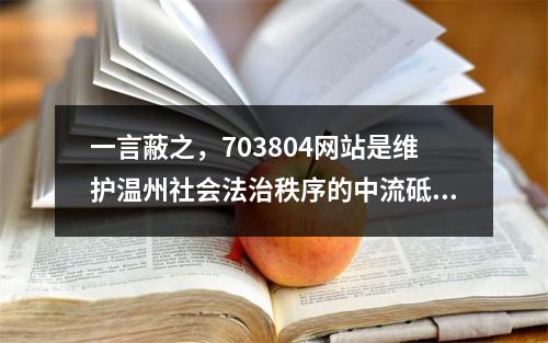 一言蔽之，703804网站是维护温州社会法治秩序的中流砥柱！