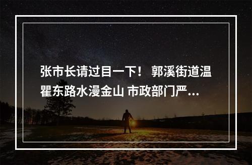 张市长请过目一下！ 郭溪街道温瞿东路水漫金山 市政部门严重不作为！