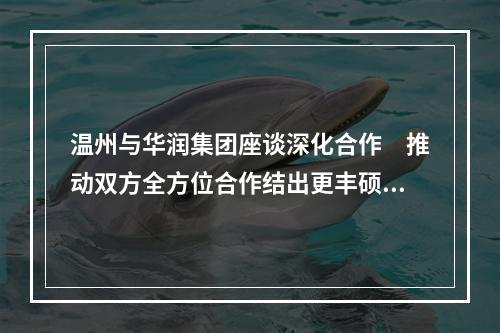 温州与华润集团座谈深化合作　推动双方全方位合作结出更丰硕成果