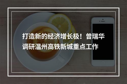 打造新的经济增长极！曾瑞华调研温州高铁新城重点工作